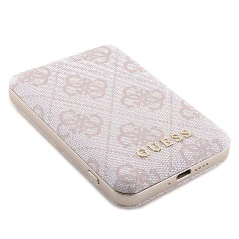 Zestaw Guess GUBPM5P15S4GEMGP Apple iPhone 15 hardcase + Powerbank 5000mAh MagSafe 4G Metal Logo różowy/pink