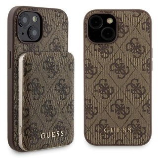 Zestaw Guess GUBPM5P15S4GEMGW Apple iPhone 15 hardcase + Powerbank 5000mAh MagSafe 4G Metal Logo brązowy/brown