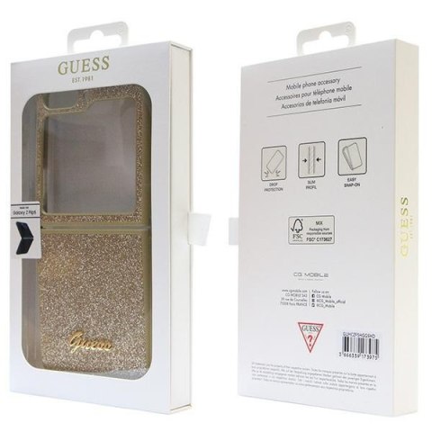 Etui na telefon Samsung Galaxy Z Flip 5 Guess złote hardcase Glitter