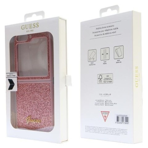 Etui na telefon Samsung Galaxy Z Flip 5 Guess różowe Glitter Script