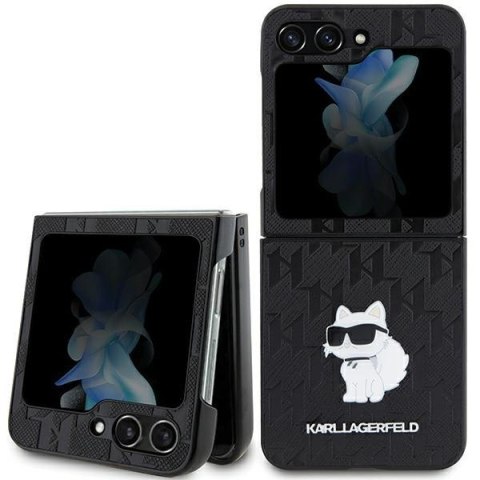 Etui na telefon Samsung Galaxy Z Flip5 Karl Lagerfeld Choupette Pin czarne