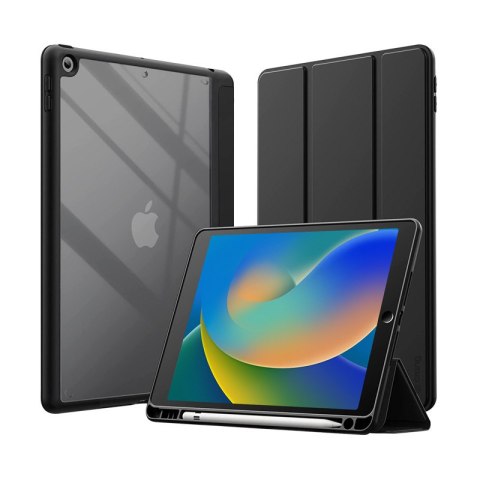 Etui Crong PrimeFolio Apple iPad 10.2 2019/2020/2021 (7., 8. i 9. generacji) + Pencil holder (czarny/przezroczysty)