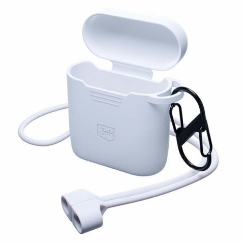 Etui na AirPods 2 i 3MK silikonowe z karabińczykiem białe