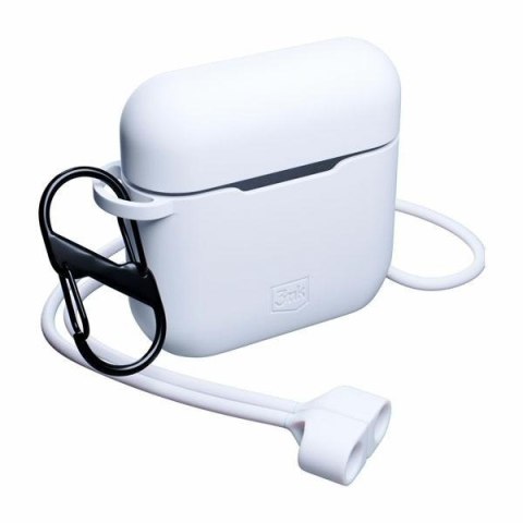 Etui na AirPods 3 3MK Silicon Case z karabińczykiem białe