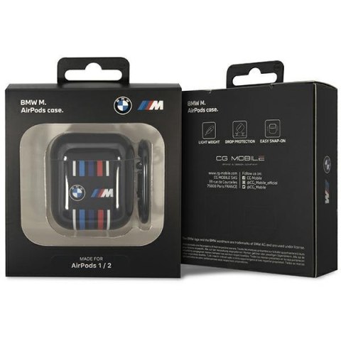 Etui na AirPods 2/1 BMW BMA222SWTK czarne z kolorowymi liniami