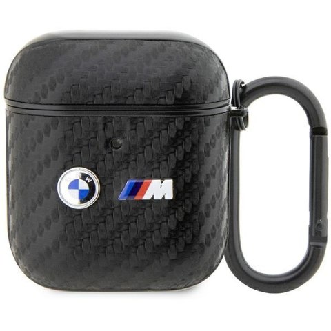 Etui na AirPods 2/1 BMW Carbon z Metalowym Logo - Czarne BMA2WMPUCA2