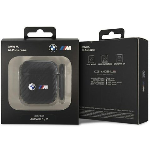 Etui na AirPods 2/1 BMW Carbon z Metalowym Logo - Czarne BMA2WMPUCA2