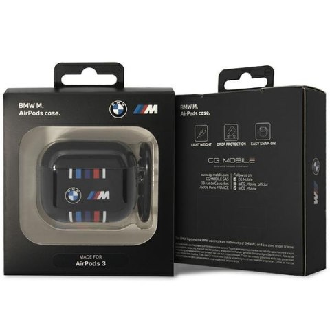 Etui na AirPods 3 BMW BMA322SWTK czarne z kolorowymi liniami