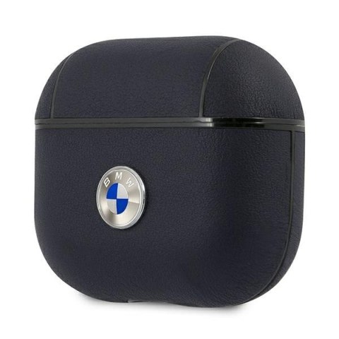 Etui na AirPods 3 BMW skórzane granatowe z logo srebrnym