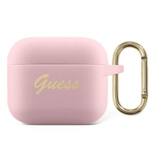 Etui Guess GUA2SSSI Apple AirPods cover różowy/pink Silicone Vintage Script