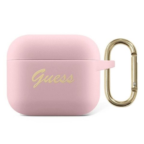 Etui na AirPods Guess GUA2SSSI różowe silikonowe Vintage Script