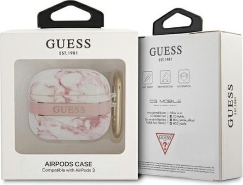 Etui na AirPods 3 Guess różowe Marble Strap Collection - stylowe i praktyczne