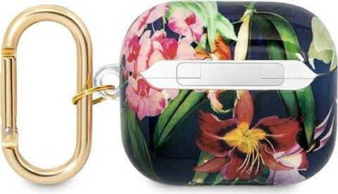 Etui Apple AirPods 3 Guess GUA3HHFLB Niebieskie Flower Strap Collection