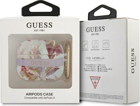 Etui na AirPods 3 Guess GUA3HHFLU fioletowe Flower Strap Collection