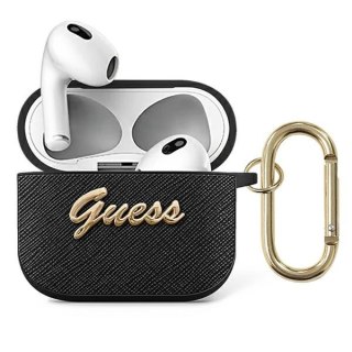 Etui na AirPods 3 Guess GUA3SASMK czarne Saffiano Metal Collection