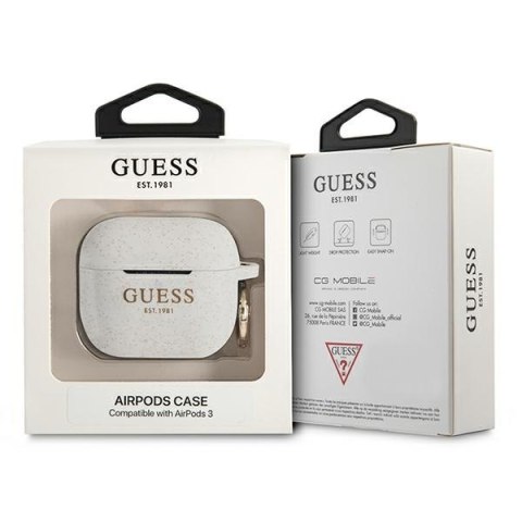 Etui na AirPods 3 Guess GUA3SGGEH białe Silicone Glitter eleganckie