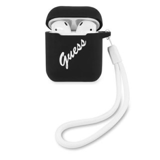 Etui na AirPods Guess GUACA2LSVSBW czarno-białe silikonowe vintage