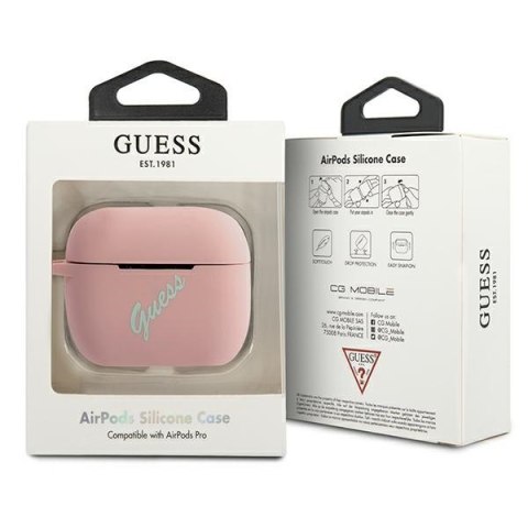 Etui na Apple AirPods Pro Guess różowo-zielone silikon Vintage