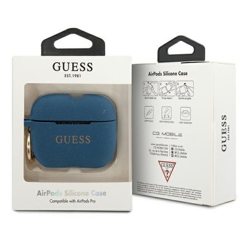 Etui na Apple AirPods Pro Guess GUACAPSILGLBL niebieskie Silicone Glitter