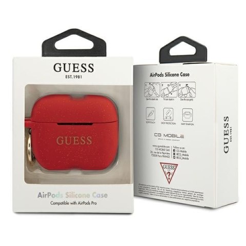 Etui Apple AirPods Pro Guess GUACAPSILGLRE czerwone Silicone Glitter