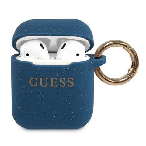 Etui na Apple AirPods Guess GUACCSILGLBL niebieskie Silicone Glitter