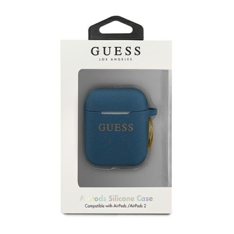 Etui na Apple AirPods Guess GUACCSILGLBL niebieskie Silicone Glitter