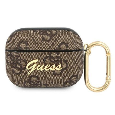 Etui na AirPods Pro Guess 4G Script Metal Collection brązowe