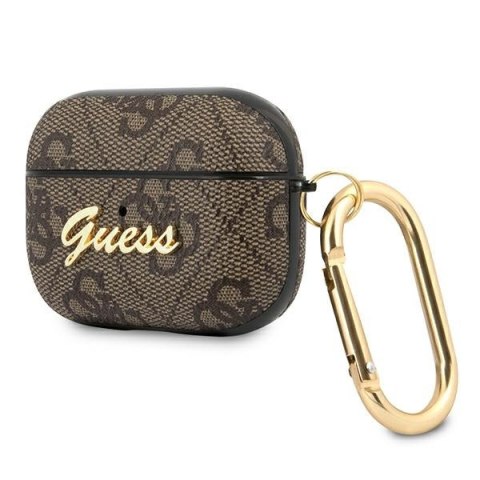 Etui na AirPods Pro Guess 4G Script Metal Collection brązowe