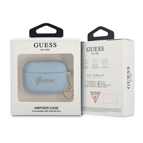 Etui na Apple AirPods Pro Guess GUAPLSCHSB niebieskie silikonowe charm