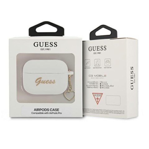 Etui Apple AirPods Pro Guess - Silicone Charm Heart Collection białe