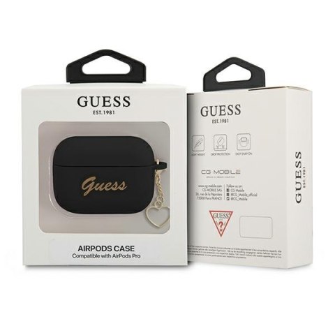 Etui na Apple AirPods Pro Guess Heart Collection czarne silikonowe