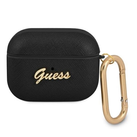 Etui na Apple AirPods Pro Guess Saffiano Script Metal Collection czarne