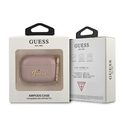 Etui na Apple AirPods Pro Guess Saffiano Różowe Metal Collection