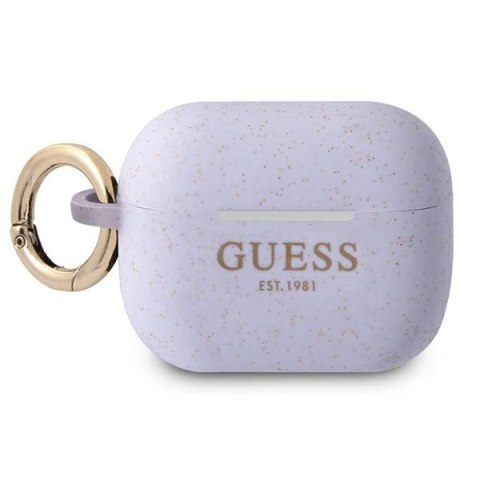 Etui na AirPods Pro Guess GUAPSGGEU purpurowe silikonowe z brokatem