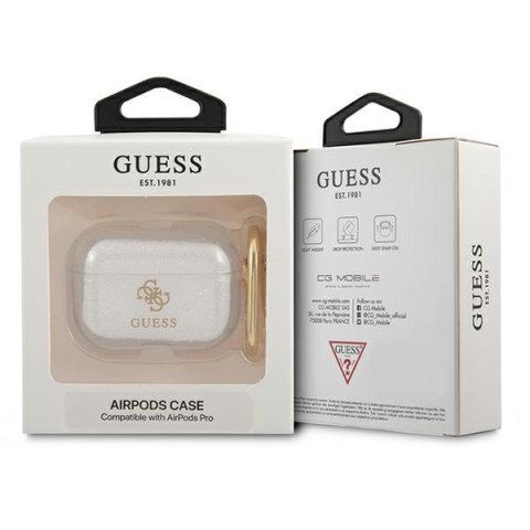 Etui na Apple AirPods Pro Guess GUAPUCG4GT przezroczyste z brokatem