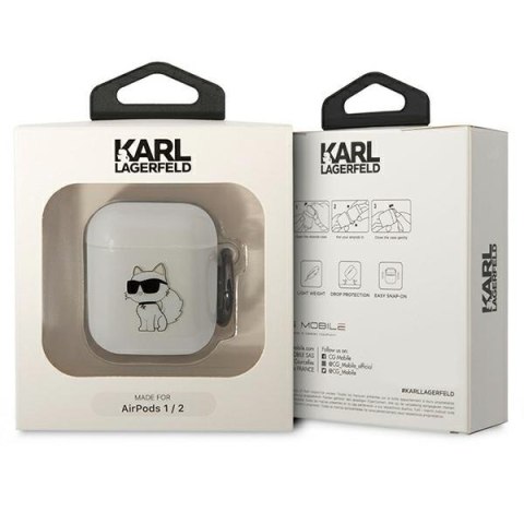 Etui na AirPods 2/1 Karl Lagerfeld Ikonik Choupette przezroczyste