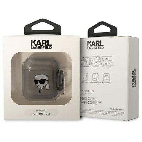 Etui na AirPods 2/1 Karl Lagerfeld KLA2HNIKTCK czarne Karl's Head