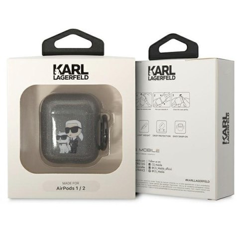 Etui na Apple AirPods 2/1 Karl Lagerfeld KLA2HNKCTGK czarne Glitter