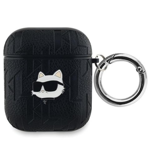 Etui na AirPods 1/2 Karl Lagerfeld Monogram Choupette Head czarne