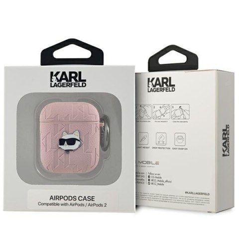 Etui Karl Lagerfeld KLA2PGCHPP Apple AirPods 1/2 cover Monogram Choupette Head różowy/pink