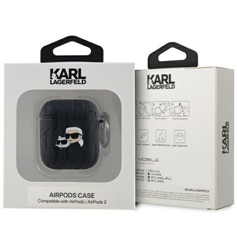 Etui na Apple AirPods 1/2 Karl Lagerfeld Monogram Choupette czarne