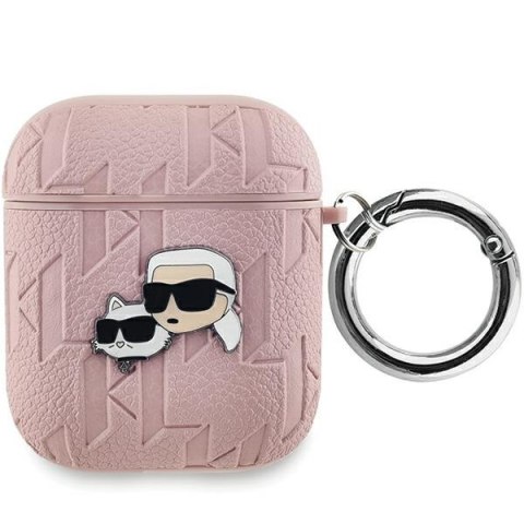 Etui na AirPods 1/2 Karl Lagerfeld różowe Monogram Karl & Choupette