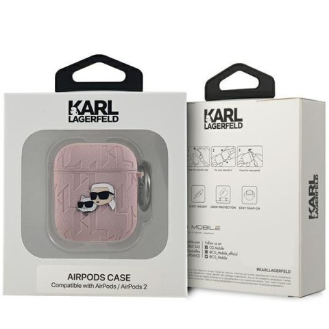 Etui na AirPods 1/2 Karl Lagerfeld różowe Monogram Karl & Choupette