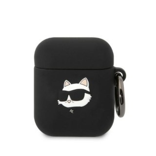 Etui na AirPods 2/1 Karl Lagerfeld Choupette 3D czarne silikonowe