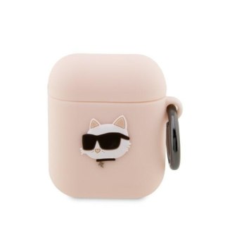 Etui na AirPods 2/1 Karl Lagerfeld Choupette 3D różowe silikonowe