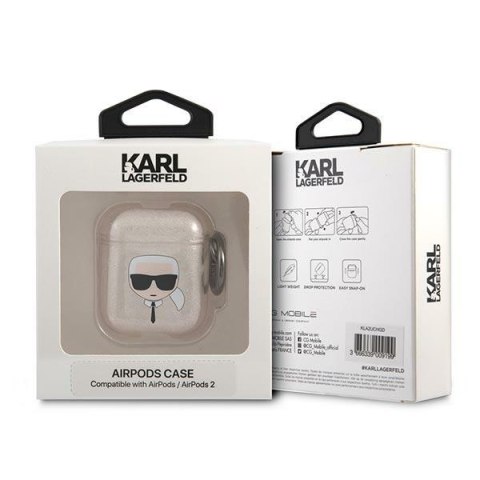 Etui Apple AirPods Karl Lagerfeld KLA2UKHGD złote Glitter Karl's Head