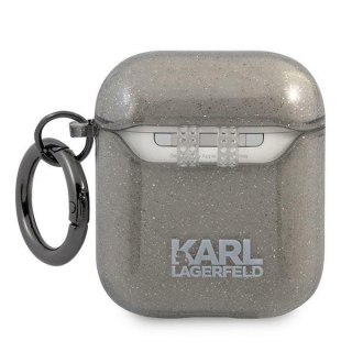 Etui Apple AirPods Karl Lagerfeld KLA2UKHGK czarne Glitter Karl's Head