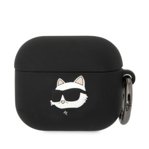 Etui Apple AirPods 3 Karl Lagerfeld Choupette 3D czarne silikonowe