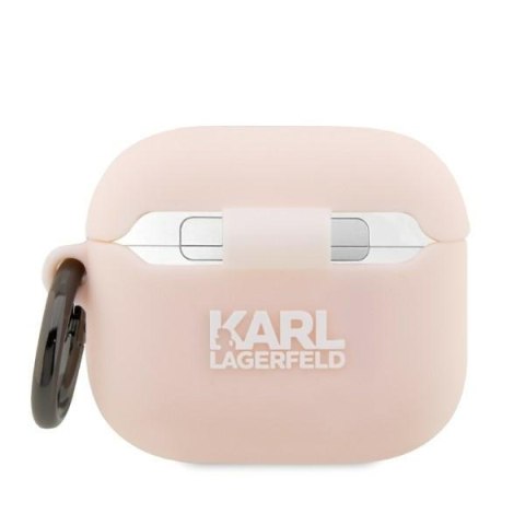 Etui na Apple AirPods 3 Karl Lagerfeld różowe silikonowe Choupette 3D