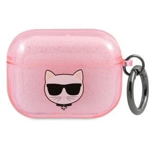 Etui Apple AirPods 3 Karl Lagerfeld Choupette różowe Glitter 3D